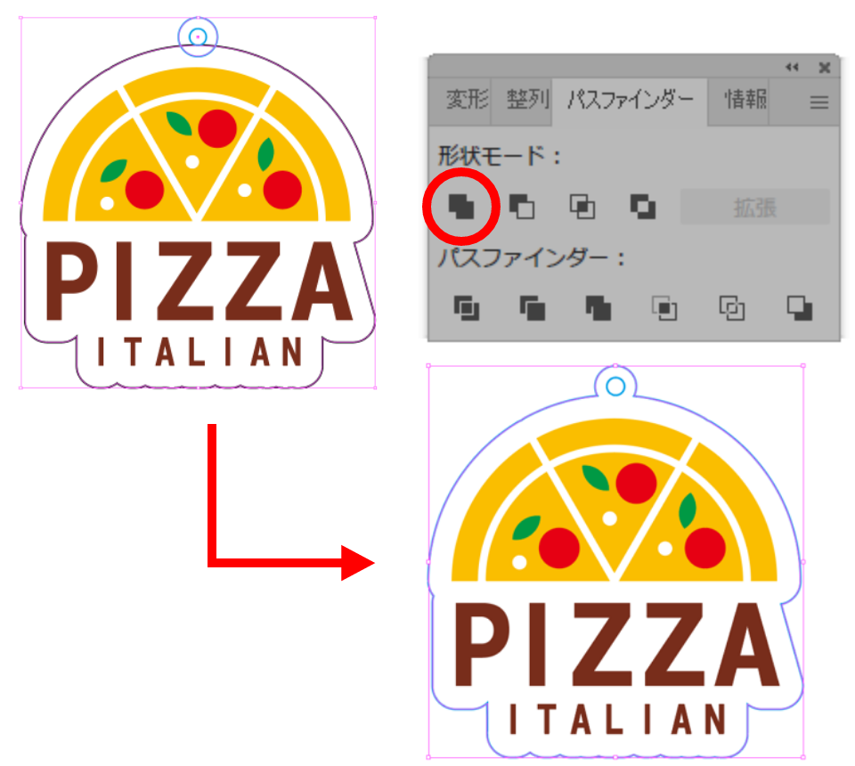 ①オフセットパスを使う方法　（illustrator）