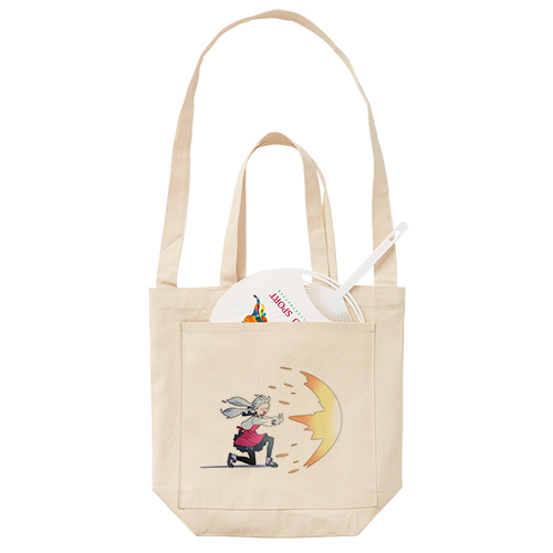 オリジナル　キャンバスフロントポケットショルダートートバッグ　ナチュラル