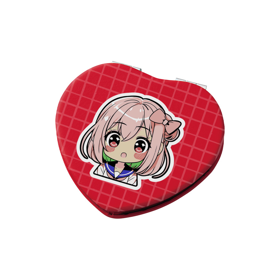 全面印刷できる合皮コンパクトミラー ハート