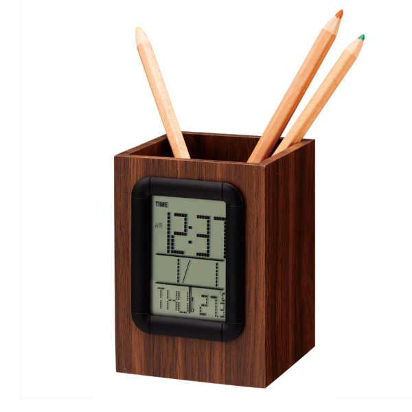 ウッド調ペンスタンドクロック