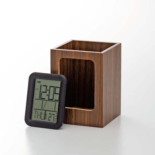 ウッド調ペンスタンドクロック