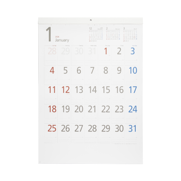 【特急】2026年壁掛カレンダー スマートメモカレンダー(小)