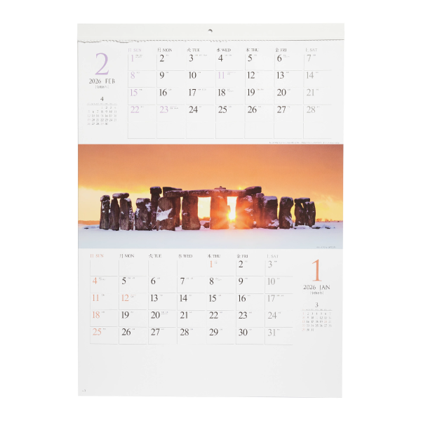 【今期完売】【特急】2026年壁掛カレンダー 世界遺産 ミシン目入り