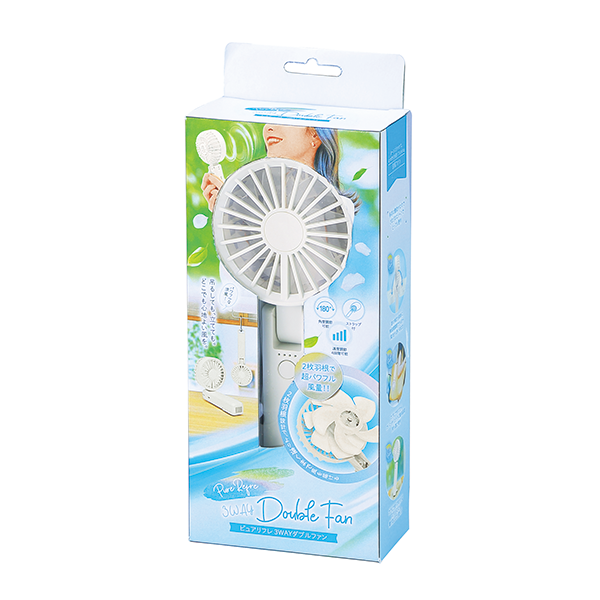 折りたたみ式2WAYダブルファン(カラビナ付)