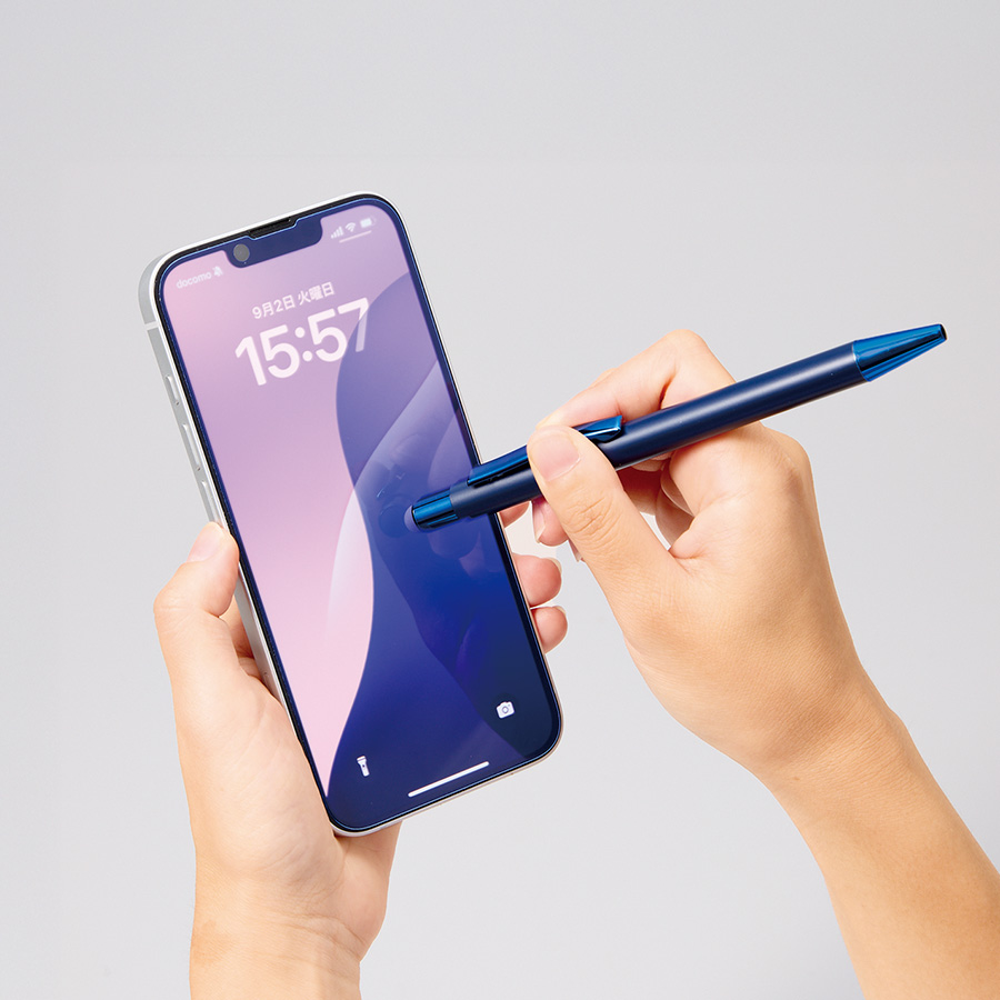 タッチペン付ワンカラーボールペン(再生アルミ)