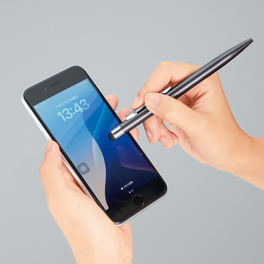 タッチペン付クールメタルボールペン(再生ステンレス)