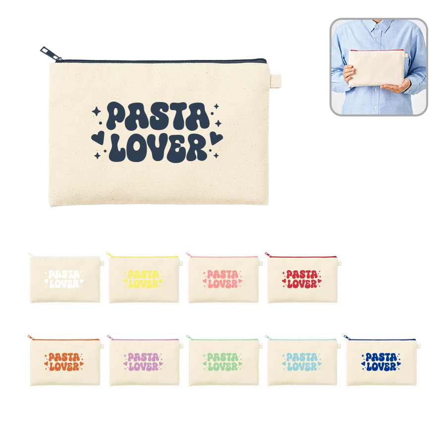 カラーファスナーキャンバスフラットポーチ(M)