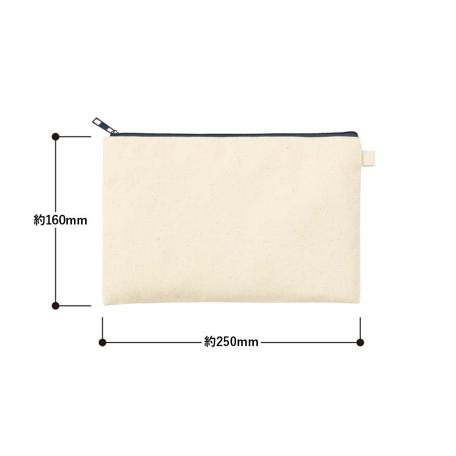 カラーファスナーキャンバスフラットポーチ(M)