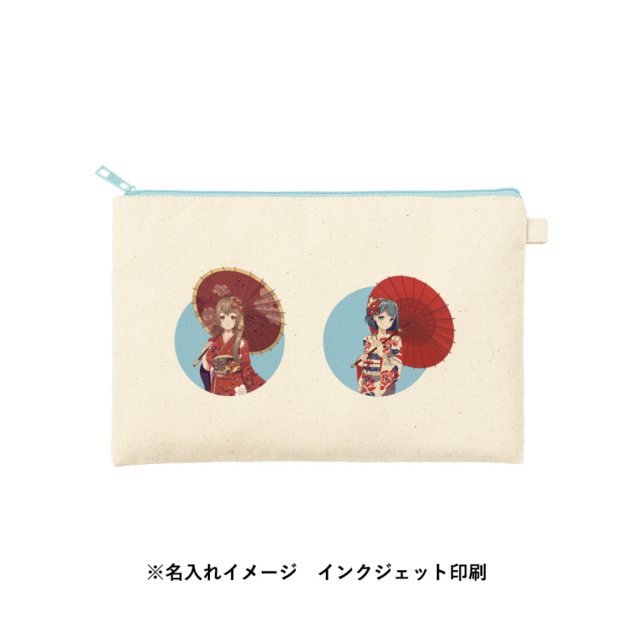 カラーファスナーキャンバスフラットポーチ(M)