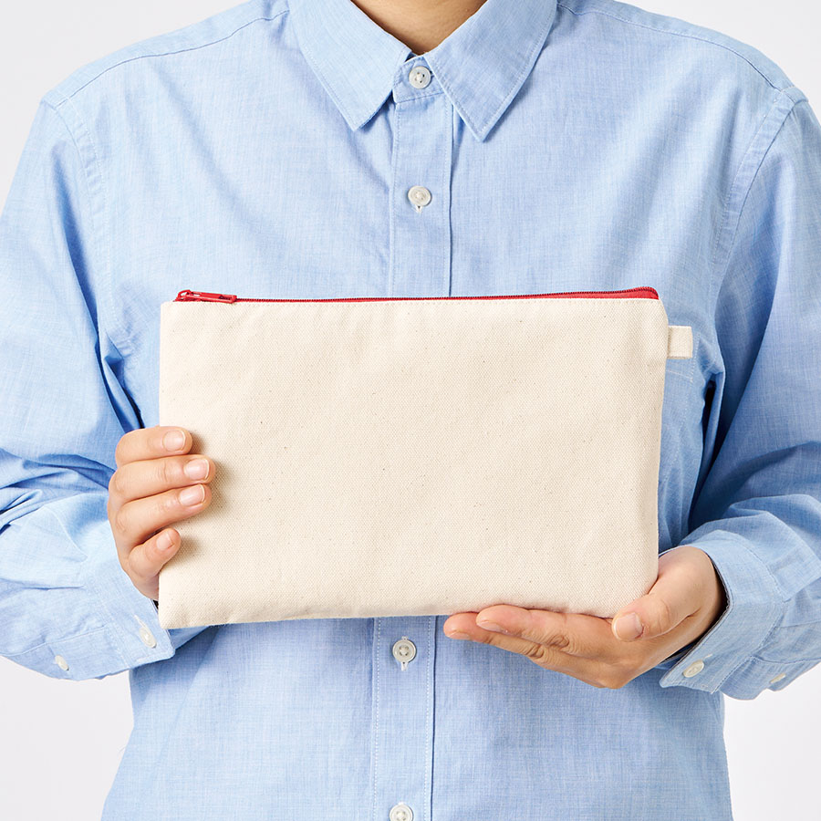 カラーファスナーキャンバスフラットポーチ(M)