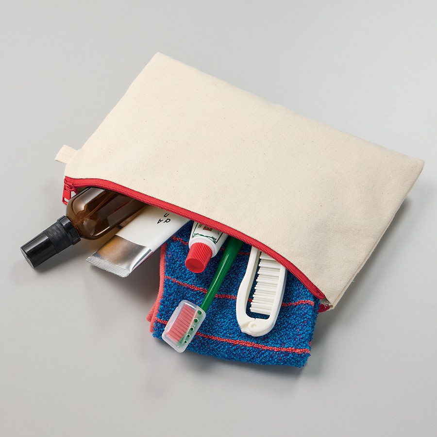 カラーファスナーキャンバスフラットポーチ(M)