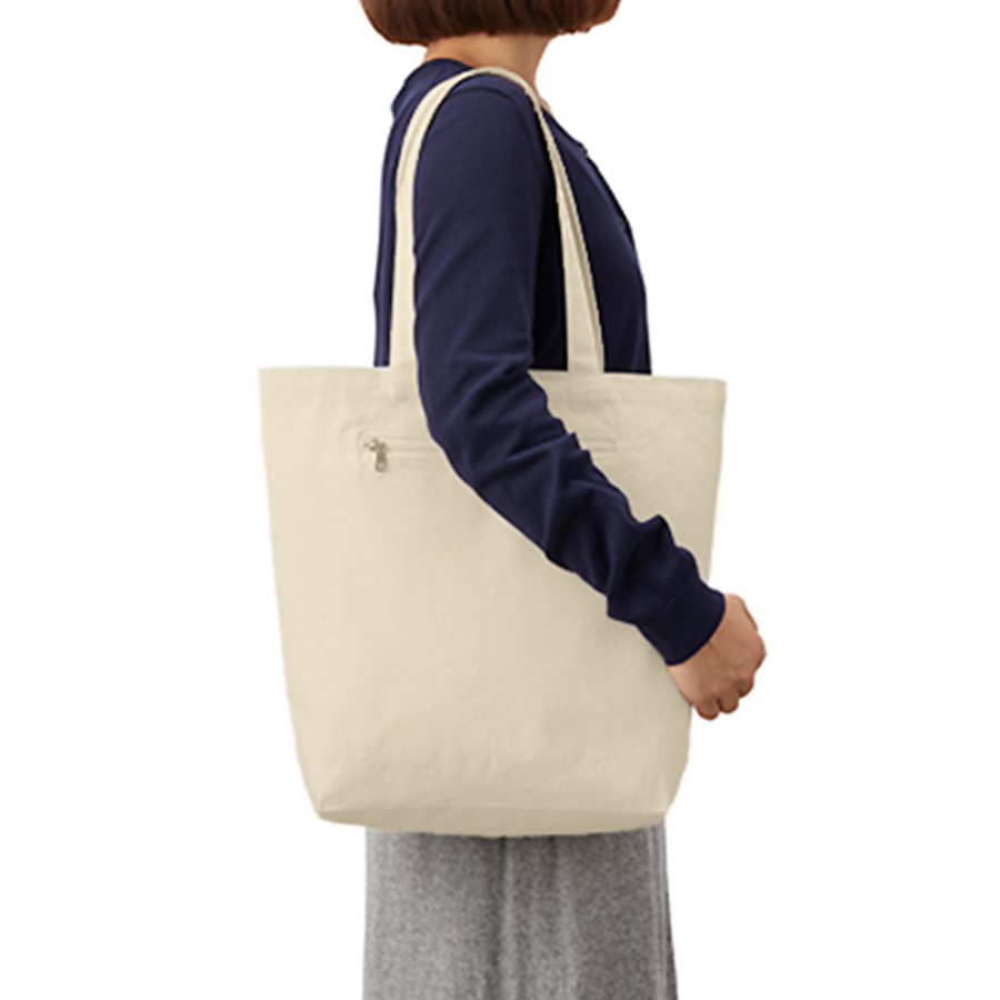 オリジナル キャンバスファスナーポケットトートバッグ ナチュラル