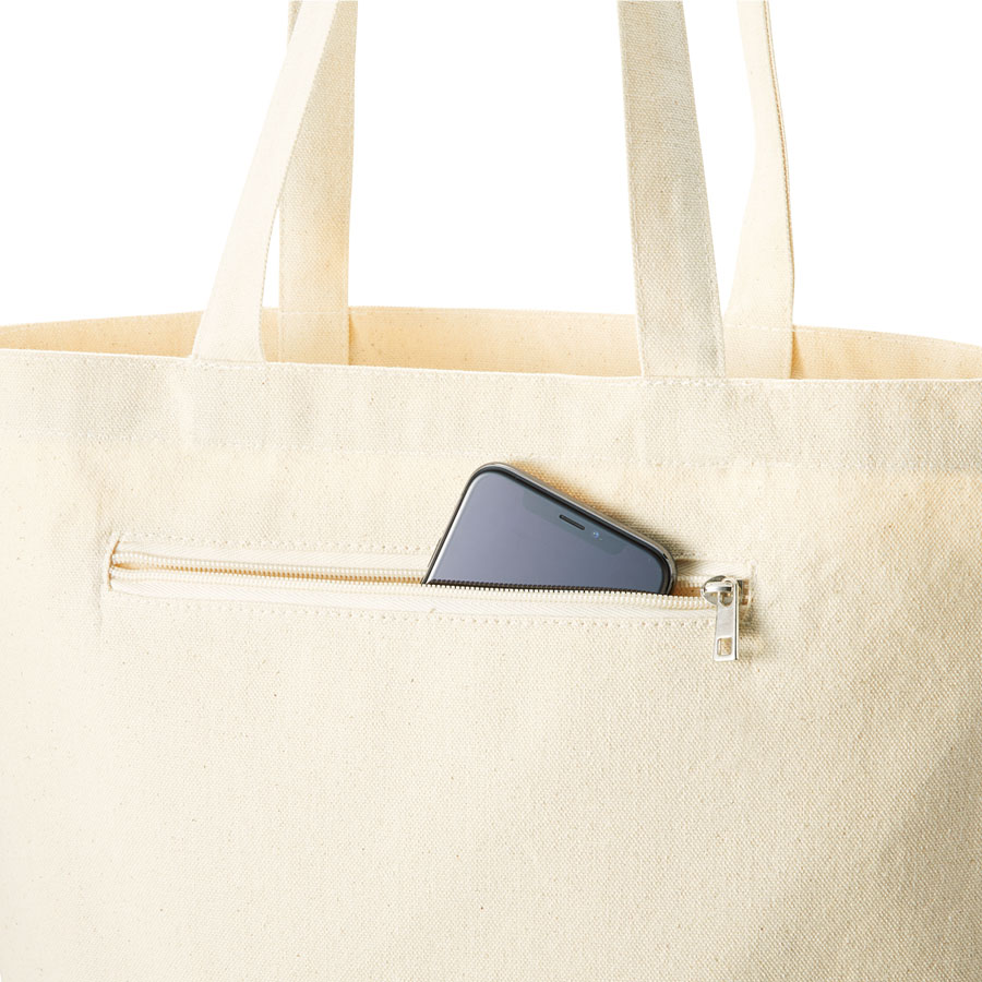 オリジナル キャンバスファスナーポケットトートバッグ ナチュラル