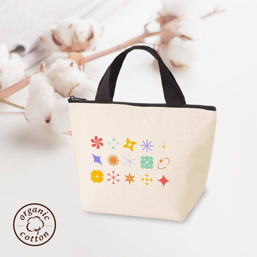 オリジナル オーガニックコットンバイカラー保冷トートバッグ(S) ナチュラル