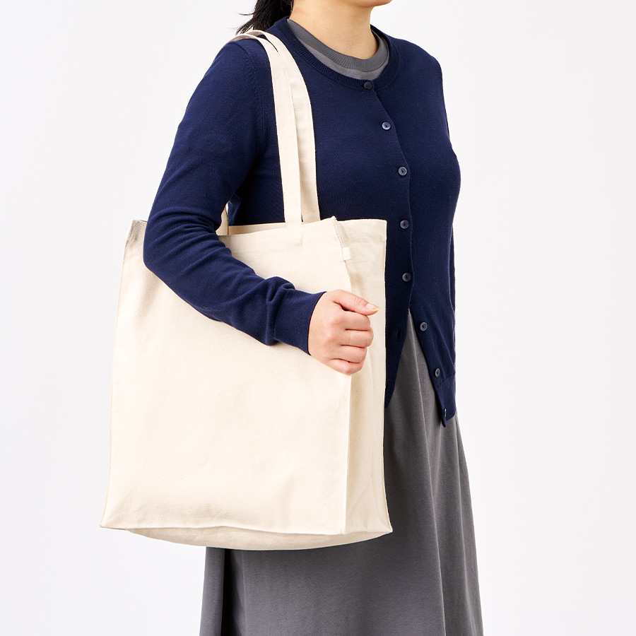 キャンバスボックストートバッグループ付 ナチュラル