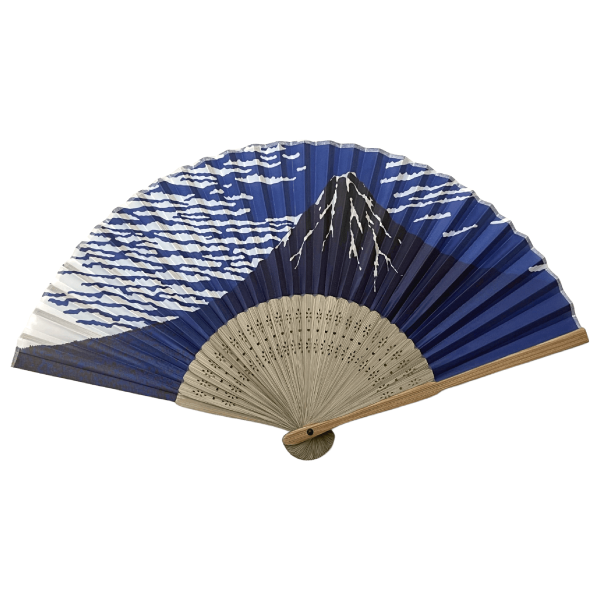 すす竹扇子　藍染富士