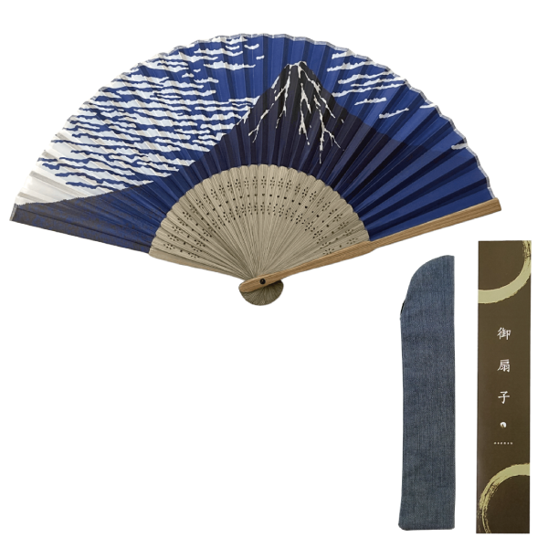 すす竹藍染富士扇子　扇子袋セット　