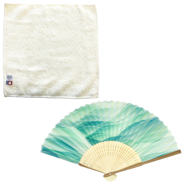 涼風セット　扇子＆今治タオルハンカチ　かすみ